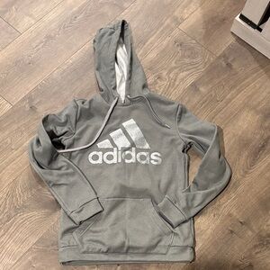 Adidas Heather Gray Hoodie with Logo
